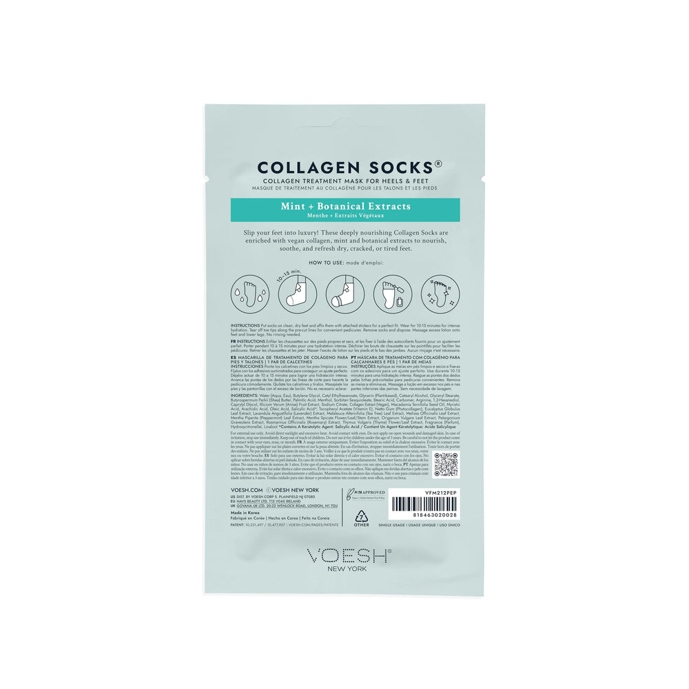 VOESH Collagen Socks after use showing hydrated, smooth feet.