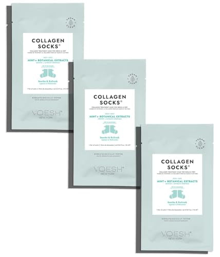 VOESH collagen socks ingredients closeup showcase vegan collagen and peppermint oil.