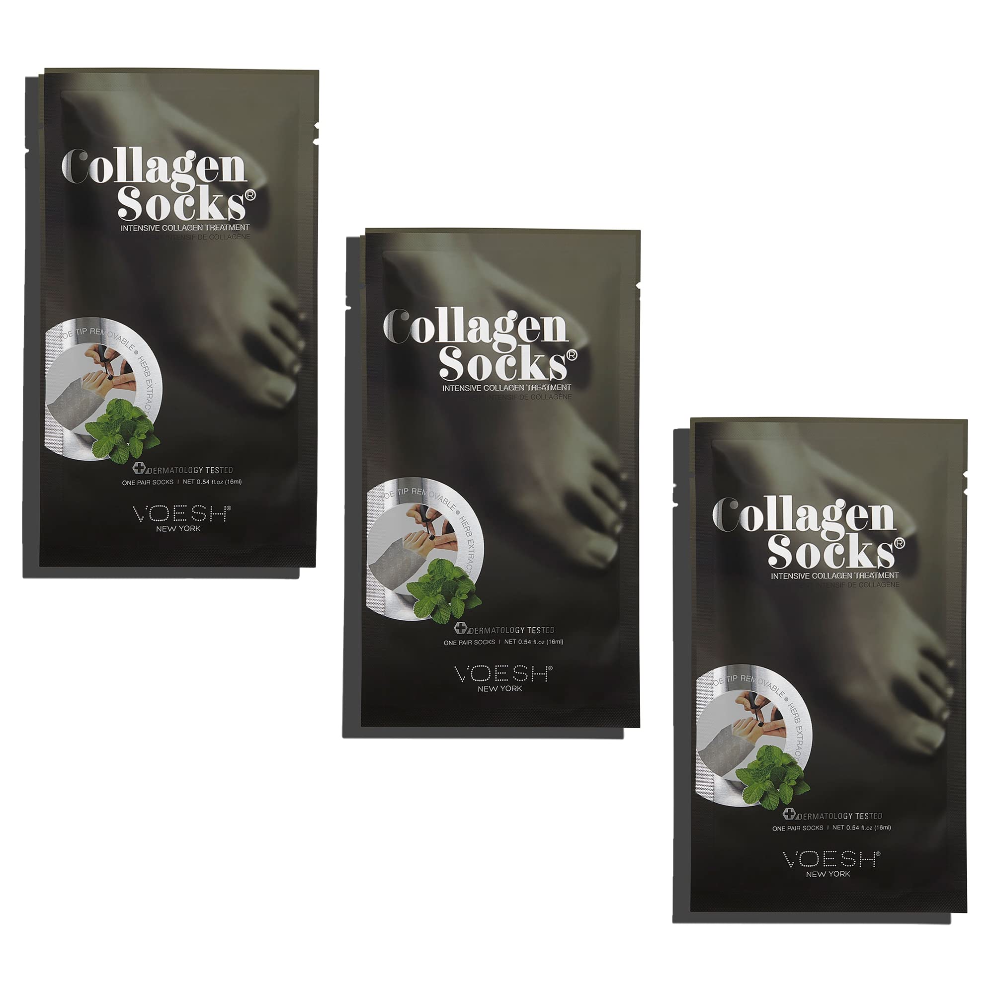 VOESH collagen socks pack outer box for at-home foot care routine.