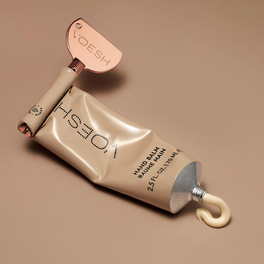 VOESH Neroli Patchouli Hand Balm close-up shows quick-absorbing texture for daily use.
