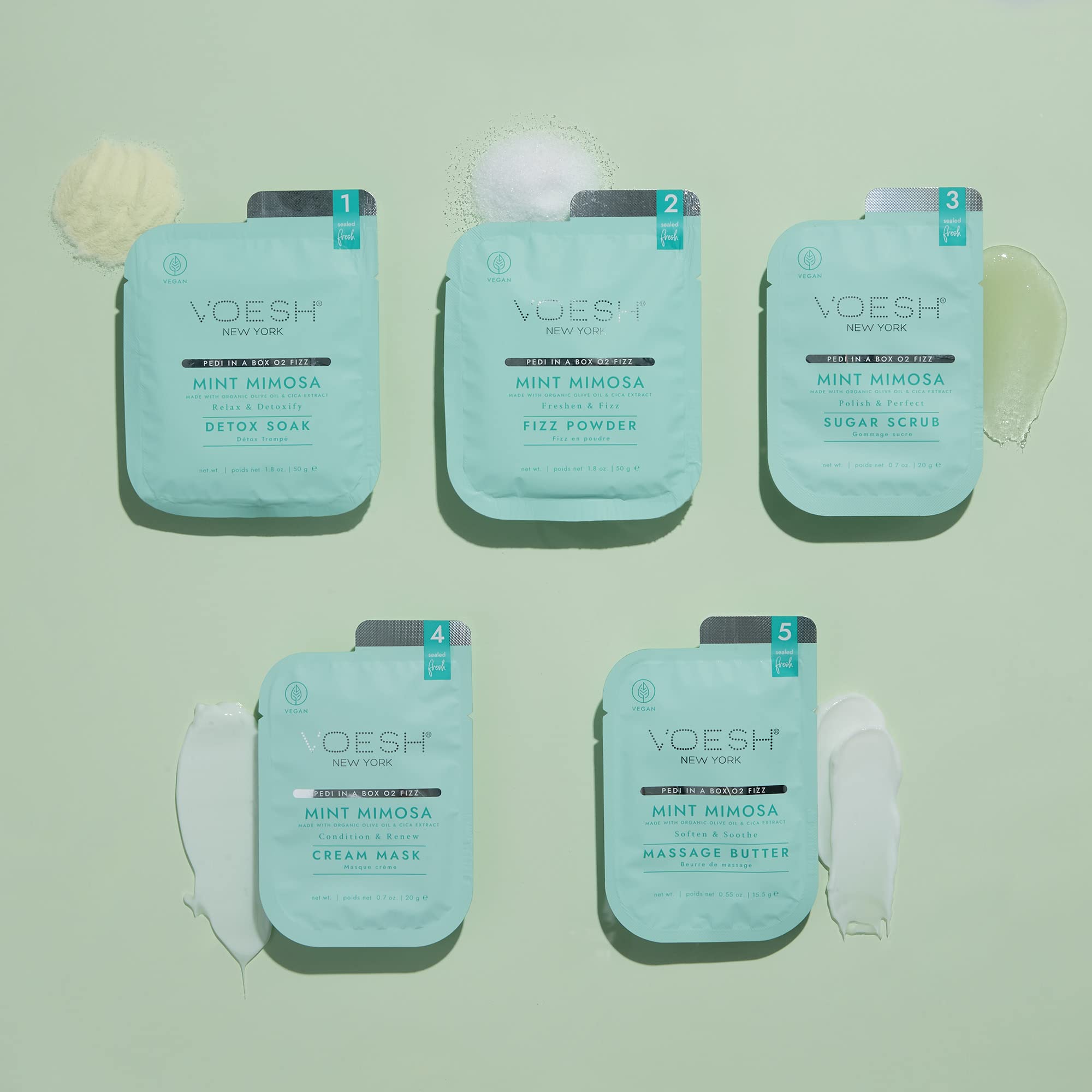 VOESH Mintmosa sugar scrub texture for smoother feet