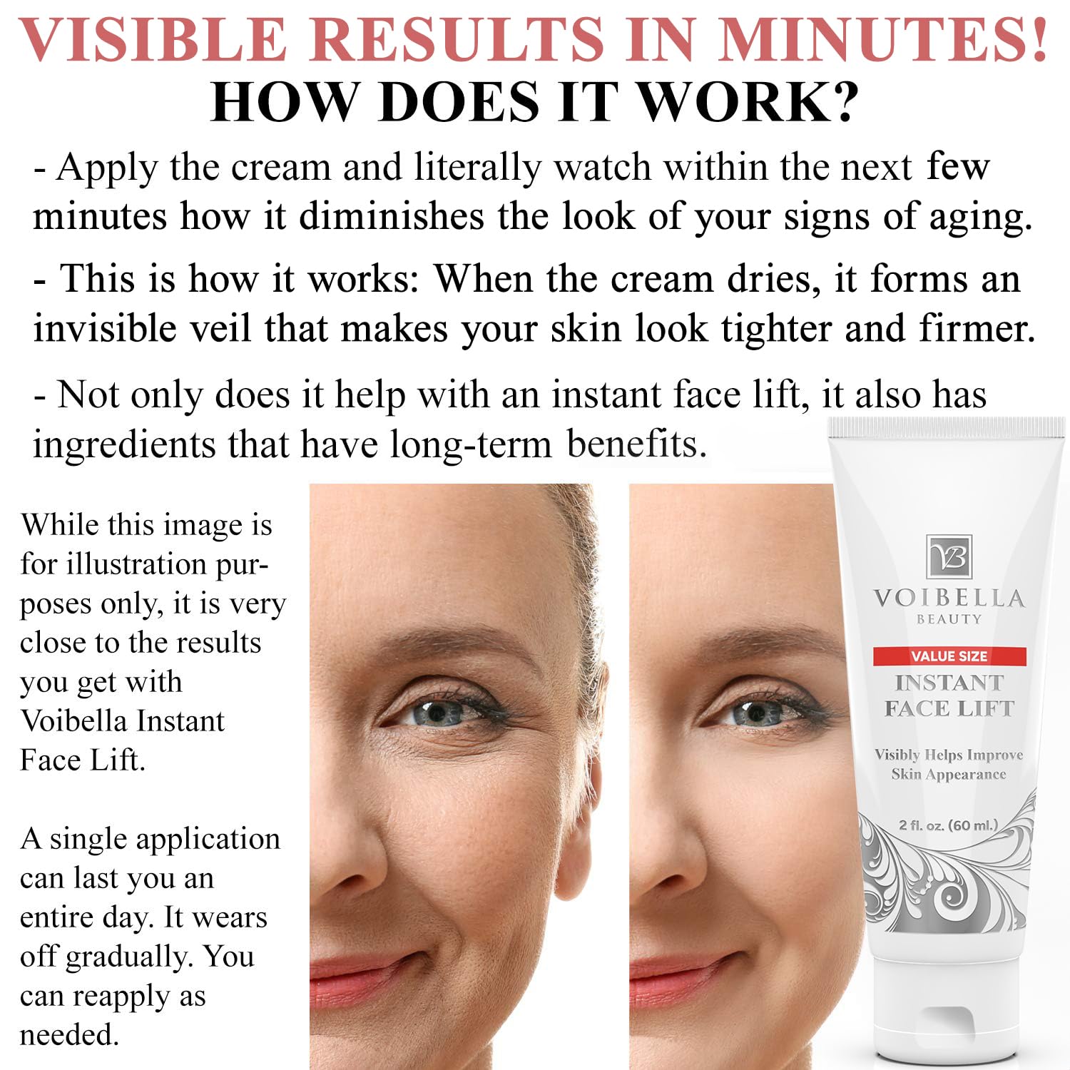 VOIBELLA BEAUTY skin-film on face for natural, discreet finish.
