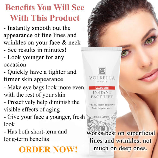VOIBELLA BEAUTY tiny drop on cheek demonstrating targeted smoothing.