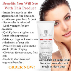 VOIBELLA BEAUTY tiny drop on cheek demonstrating targeted smoothing.
