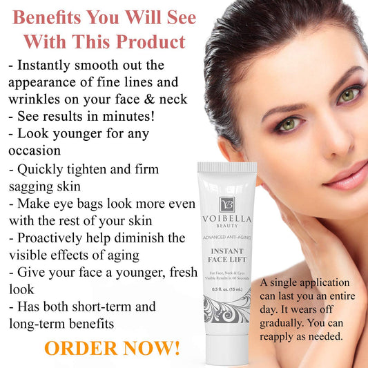 Voibella eye-area tightening application highlights refreshed eyes and reduced puffiness.