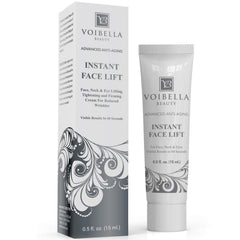 Voibella Instant Face Lift Cream tube shows an instant lift for smoother skin.