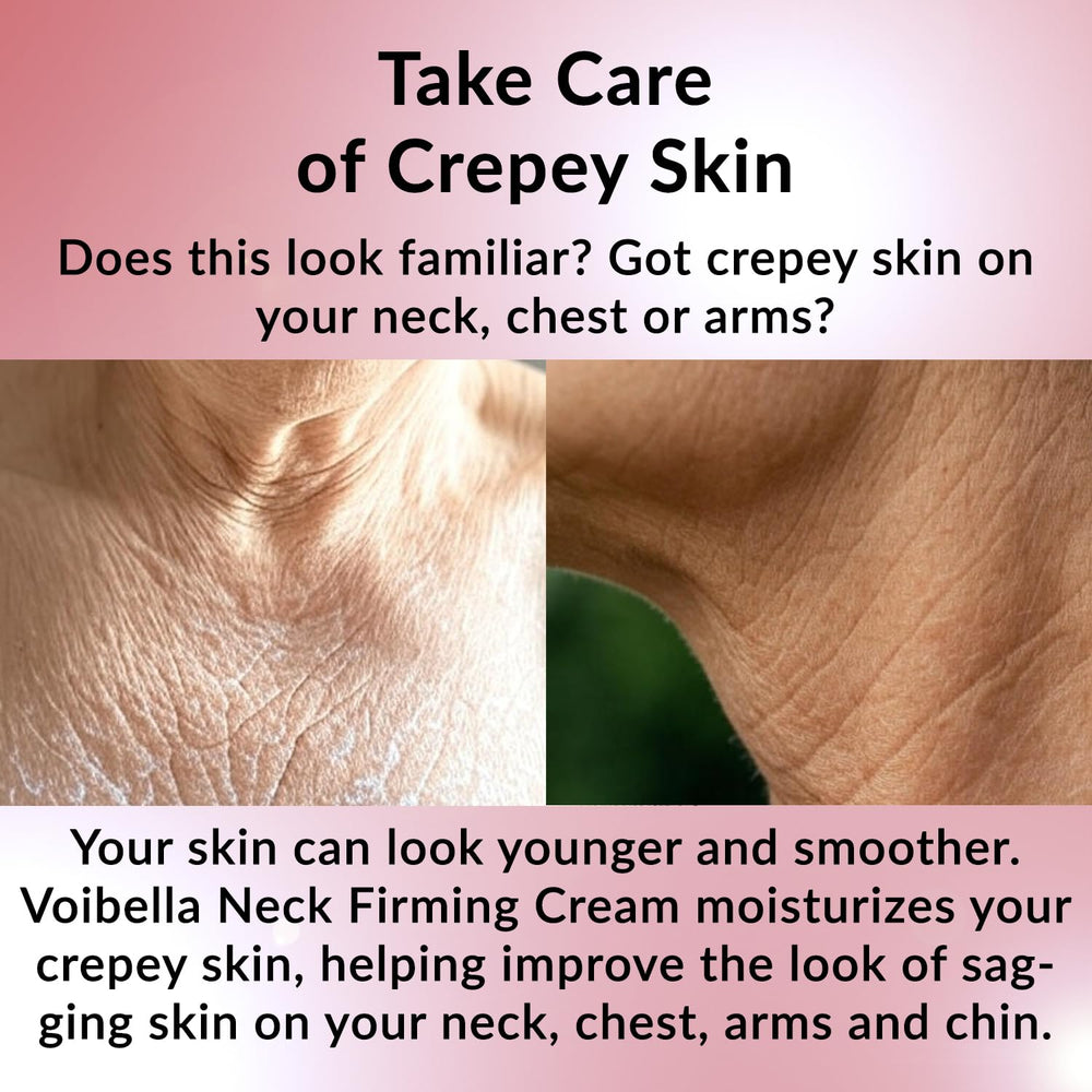 VOIBELLA Neck Cream swatch on crepey skin shows texture improvement