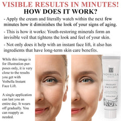Voibella neck firming action demonstrates a visibly lifted neckline.