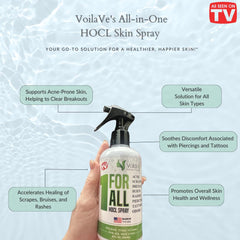 Close-up mist of VoilaVe HOCl spray for fast cleansing after workouts.
