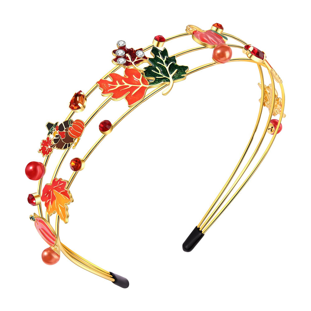 Vokone maple leaf crystal headband for festive party adornment.