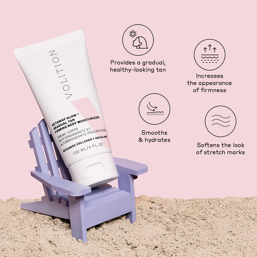 Volition Getaway Glow applying in circular motions promotes even tan and nourished skin.