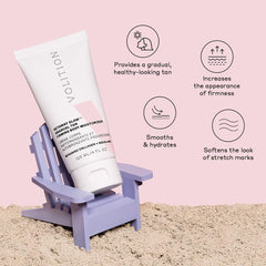 Volition Getaway Glow applying in circular motions promotes even tan and nourished skin.
