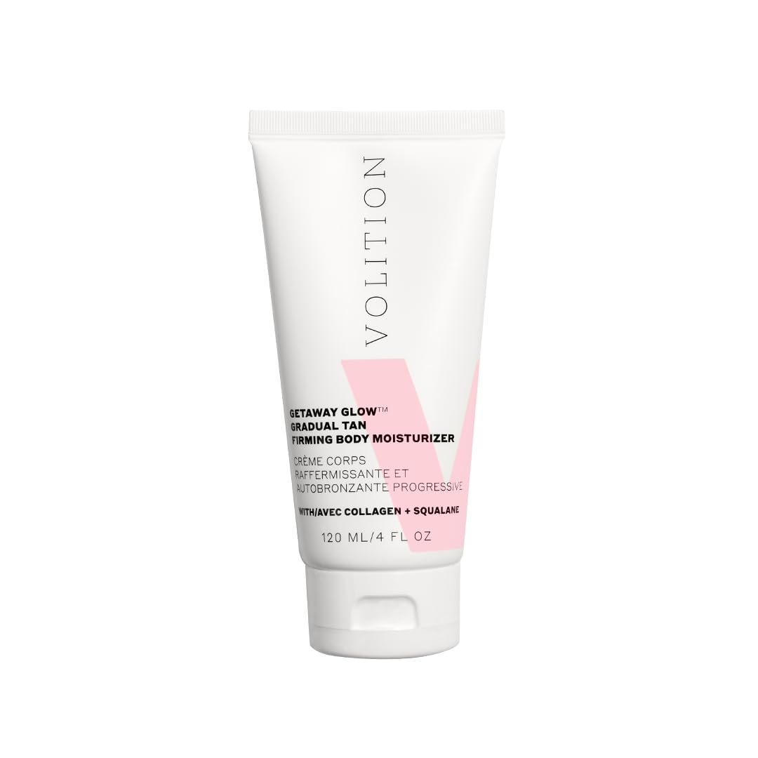 Volition Getaway Glow bottle pour shows creamy self-tanner texture for even coverage.