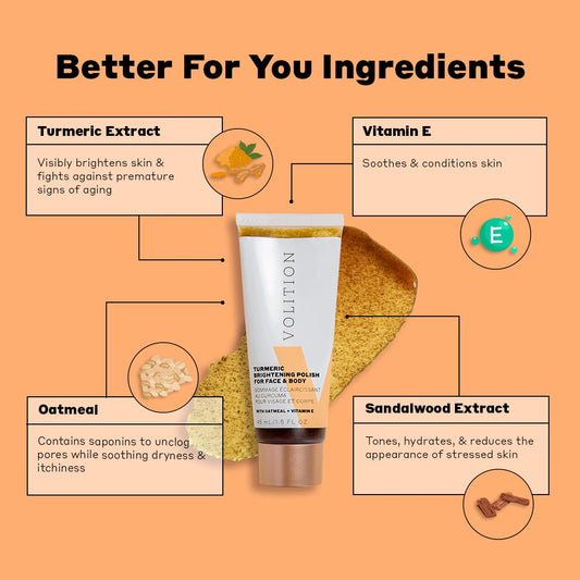 Volition Turmeric Brightening Polish body scrub smoothing skin and boosting glow