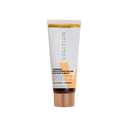 Volition Turmeric Brightening Polish face scrub showing gentle exfoliation for radiant skin