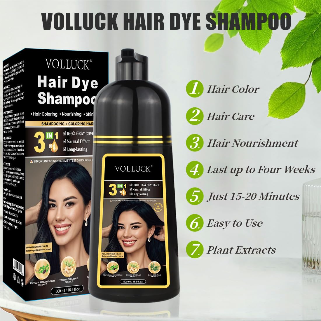 VOLLUCK Hair Dye Shampoo color close-up reveals rich, long-lasting shade options