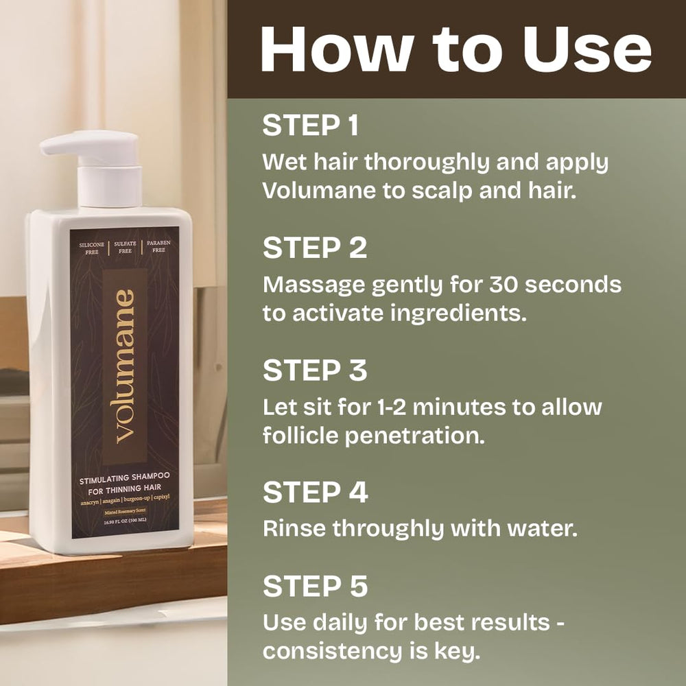 Volumane Anti-Thinning Shampoo dispenser nozzle enables easy application.