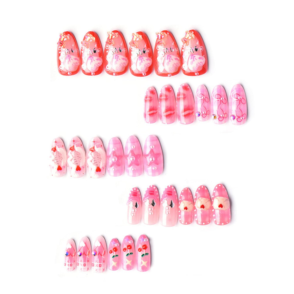 Vopintpy Cherry design press-on nails ideal for date night.