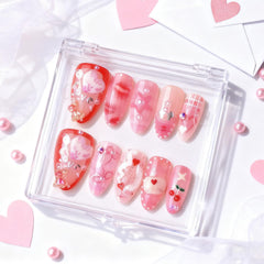Vopintpy Pink Heart Bow nails for quick DIY romantic nail art.