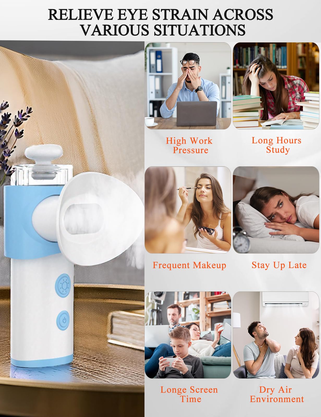 Vowleike Eye Steamer warm compress action provides soothing heat.