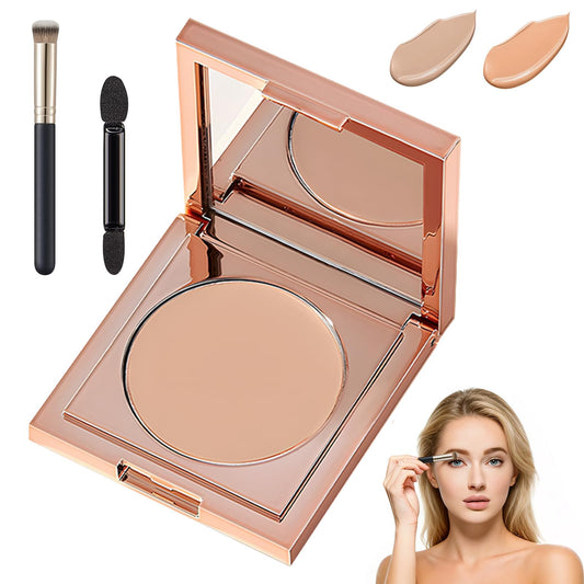 VOYOCUGE Colored Clay CC Undereye Corrector with brush close-up showing silky texture and smooth coverage