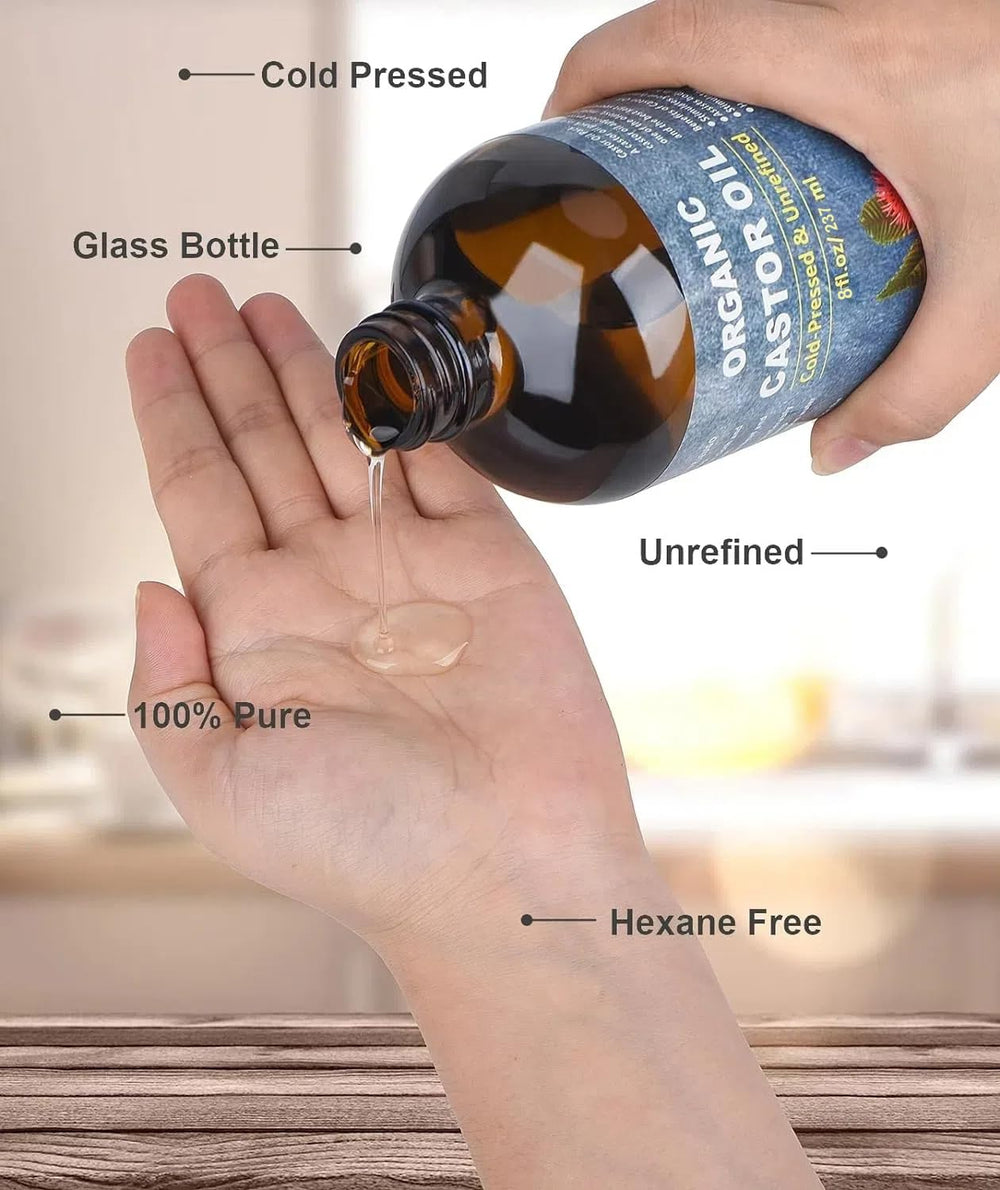 VRJEUGO 8oz amber glass bottle preserves purity and aroma of castor oil