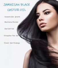 VRJEUGO Jamaican Black Castor Oil label highlights organic cold-pressed origin.