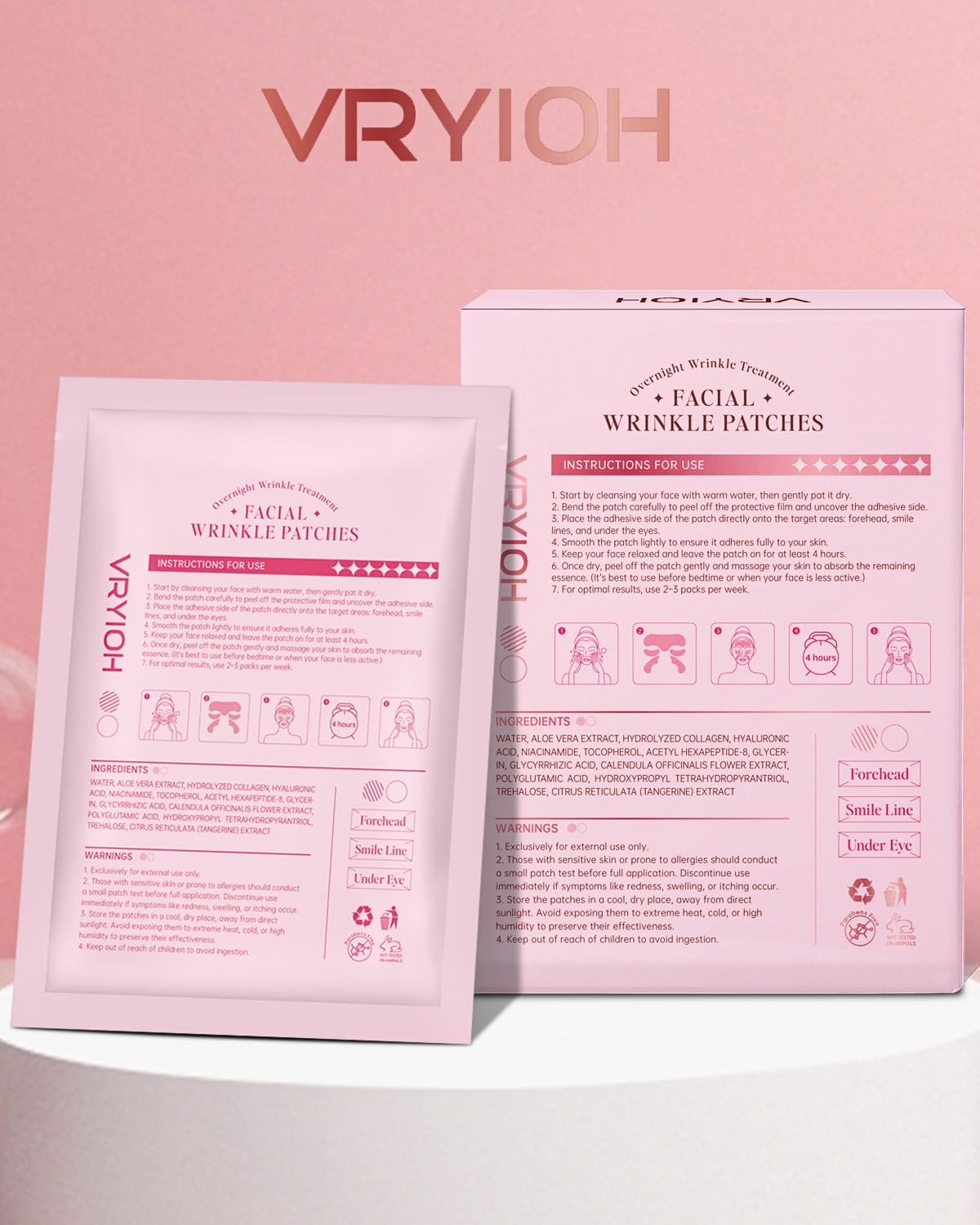 Vryioh 3-in-1 patch set shown for targeted facial care.