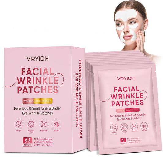 Vryioh forehead patch applied for targeted hydration and gentle wrinkle smoothing.