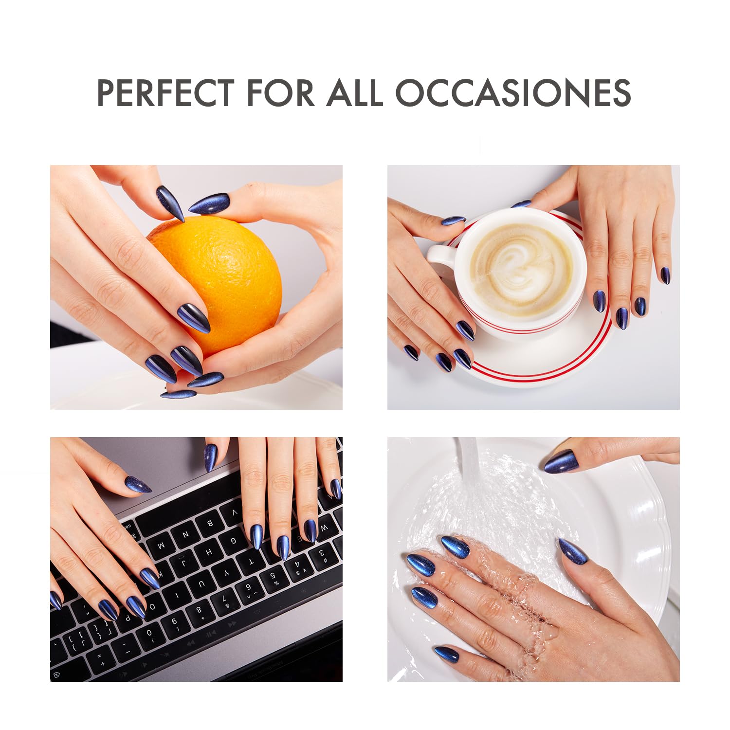 VSALON Ergonomic tapered edges blend with natural nails.