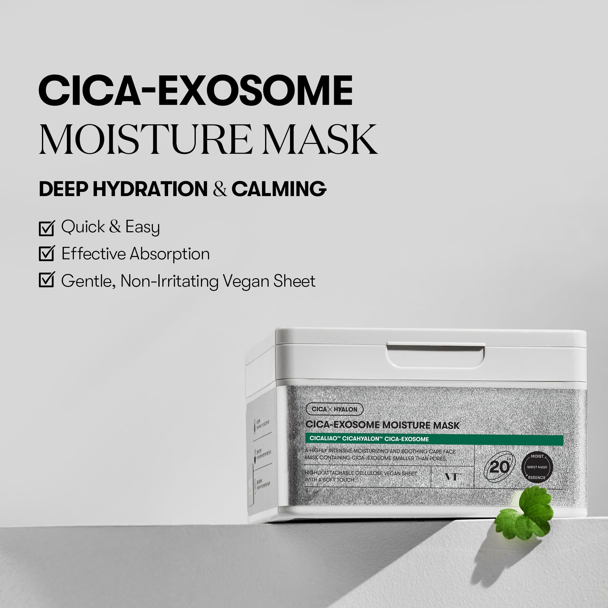 VT COSMETICS Cica-Exosome Moisture Mask closeup revealing hydrating serum and gentle fit