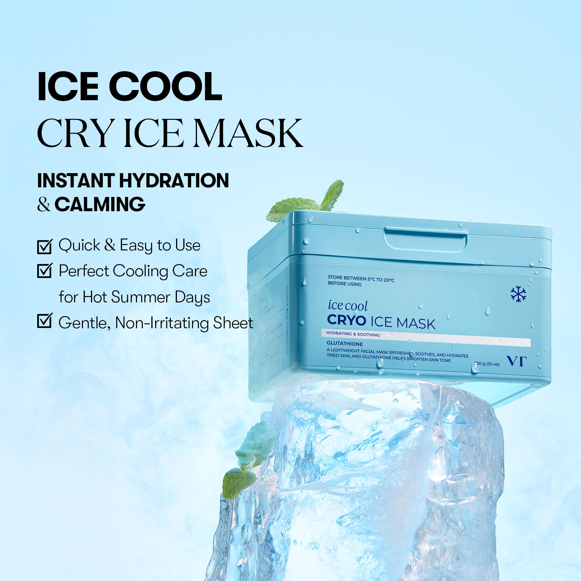 Applying the Cryo Ice Mask sheet delivers instant cooling and soothing effects.