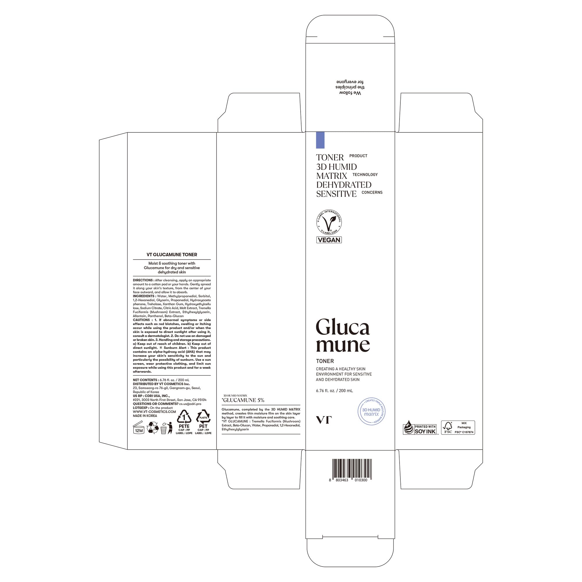 Dewy skin finish with VT COSMETICS Glucamune toner suitable for all skin types
