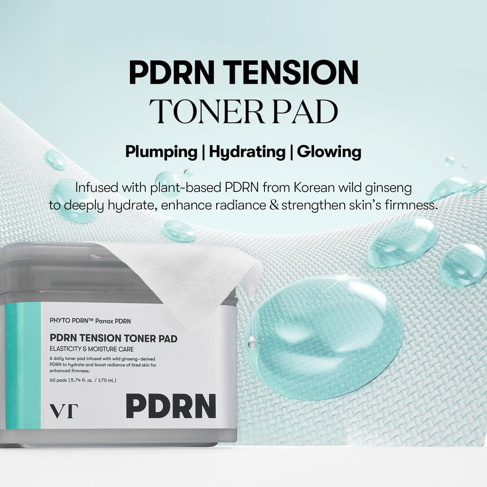VT COSMETICS PDRN Tension Toner Pad milky essence close-up for hydration