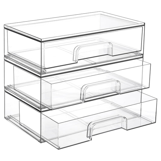 Vtopmart clear stackable drawer organizer for makeup palettes and cosmetics