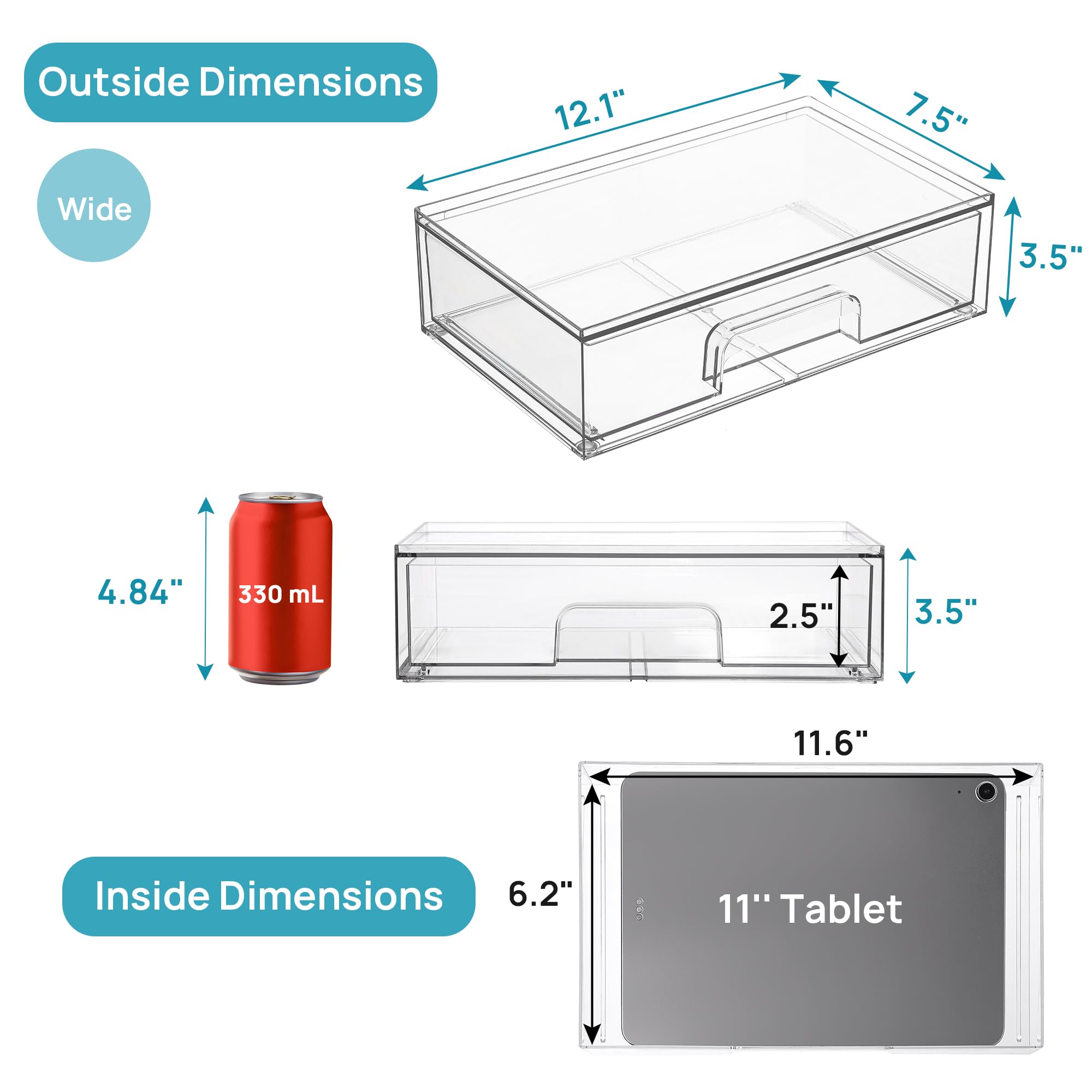 Vtopmart drawers with pull-out handles for easy access