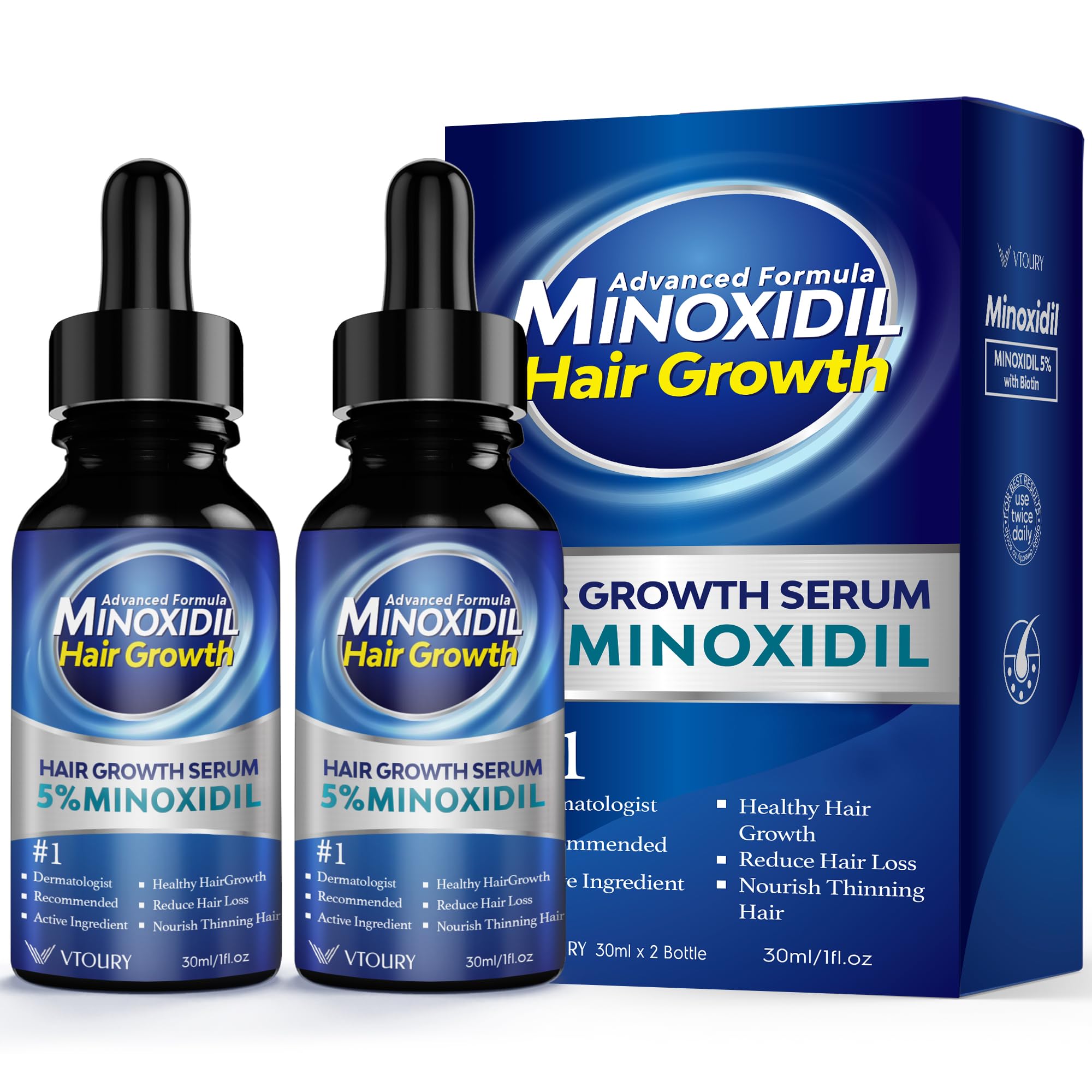 VTROUY Minoxidil bottle drops for precise scalp application in thinning areas