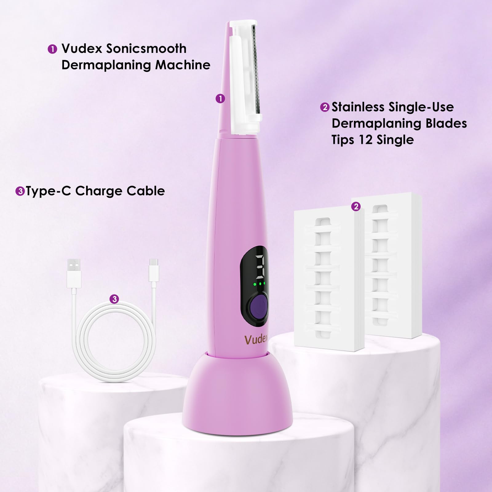 Hair identifier spray helps locate fine facial hairs before shaving.