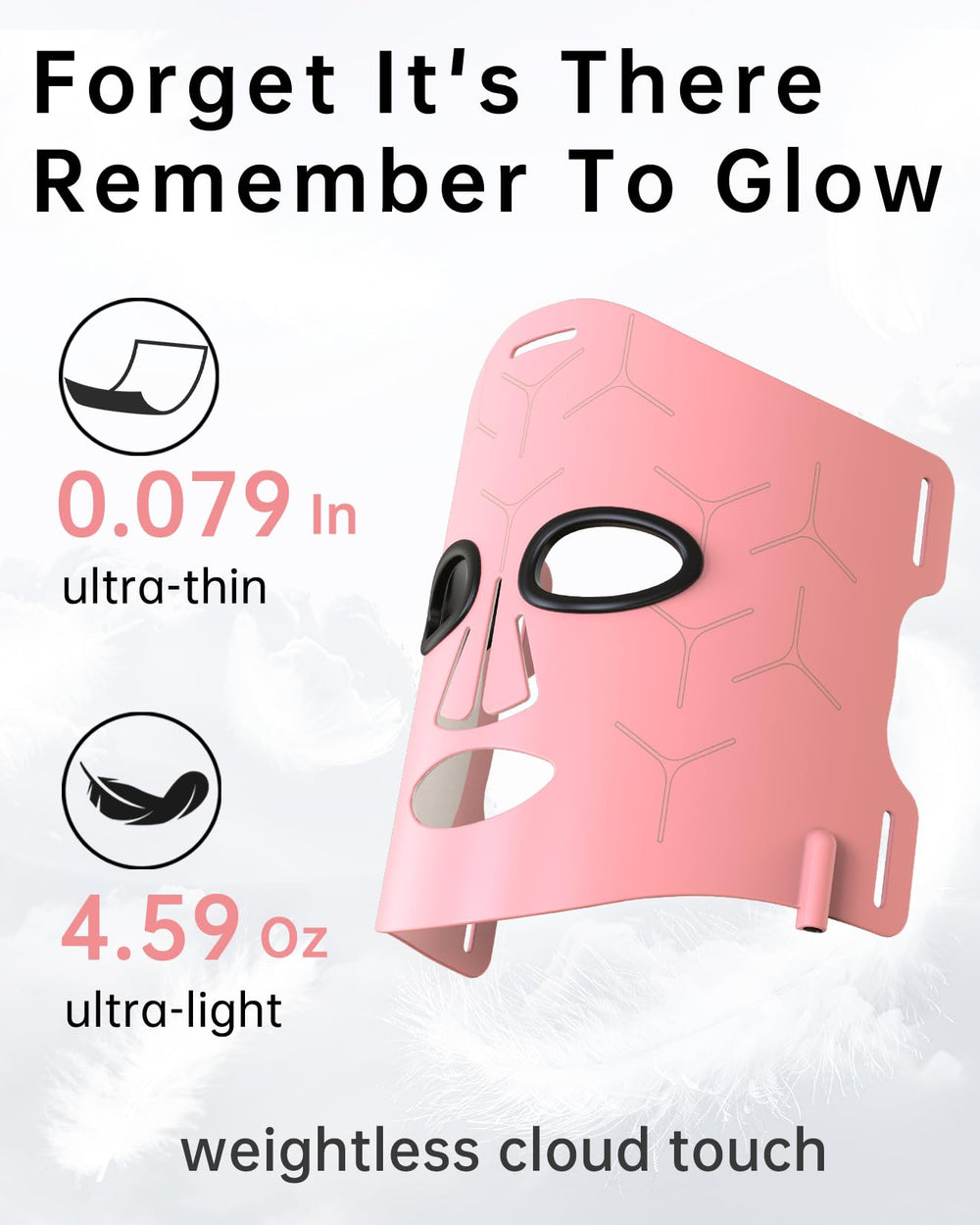 V VYM infrared therapy mask soft silicone texture with non-marking wear.