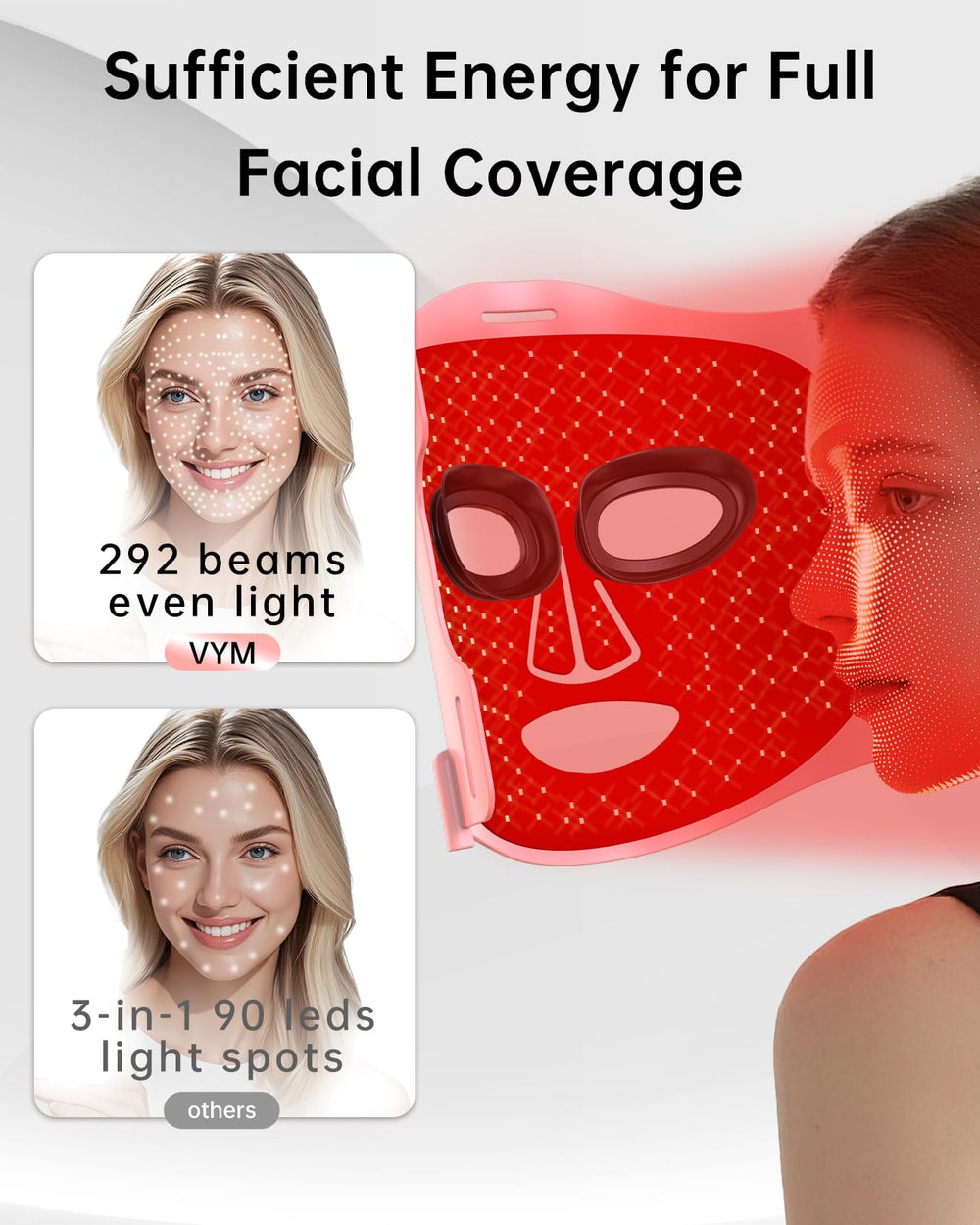 V VYM infrared therapy mask portable wireless controller for at-home sessions.