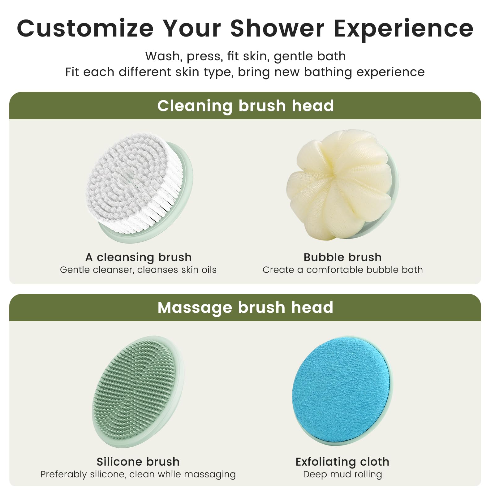 VWMYQ electric back scrubber rechargeable-battery with long-lasting power for weeks.