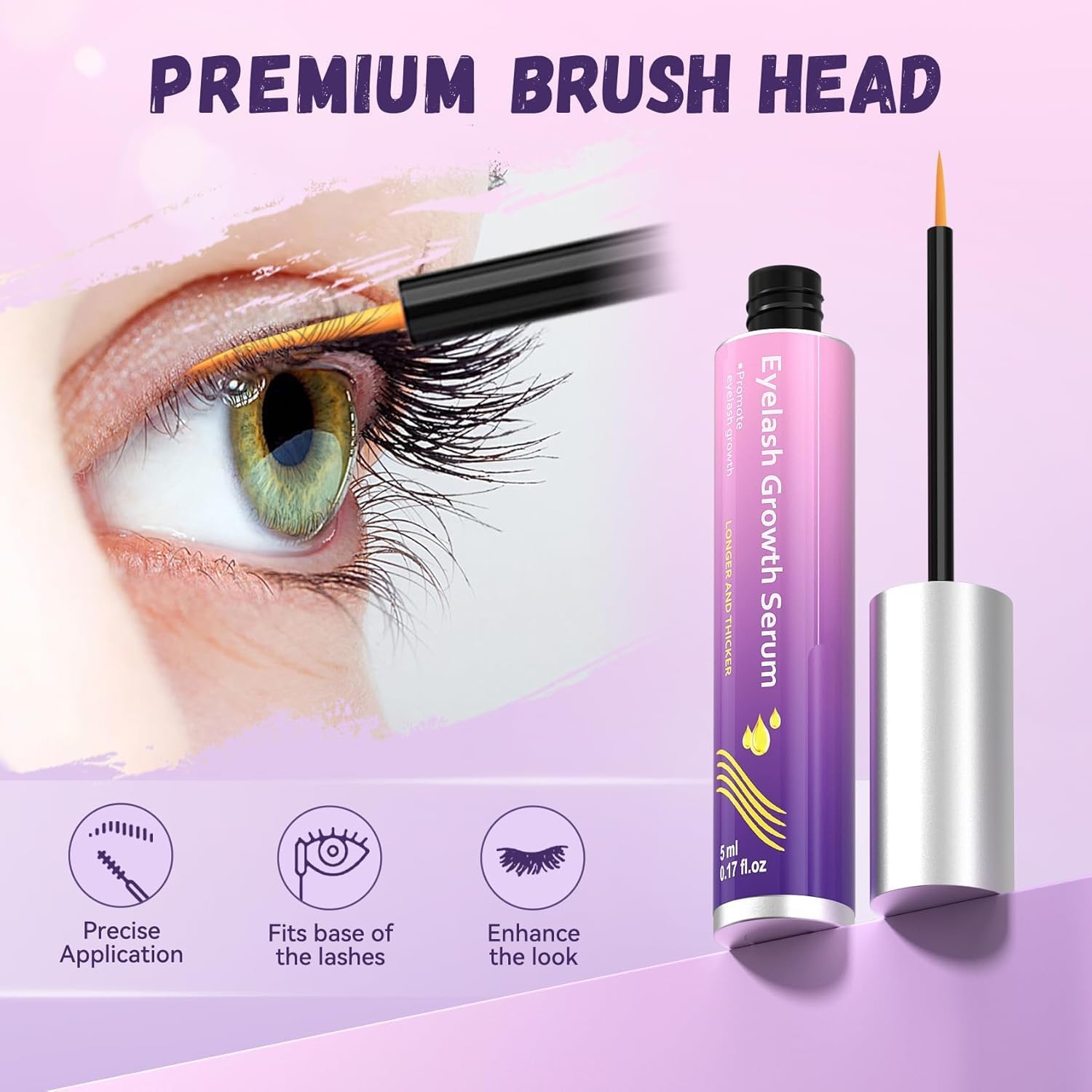 Vxzit eyelash serum bottle cap with precision applicator for controlled use.