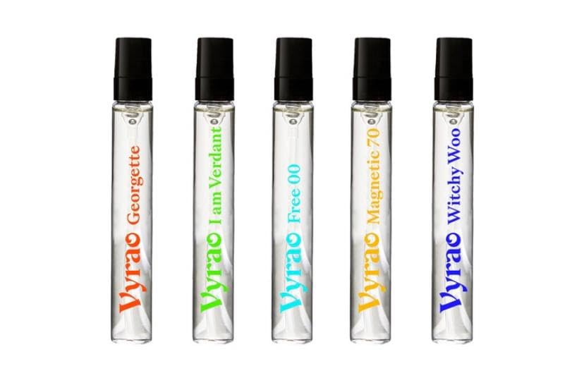 Lifestyle scene with Vyrao High Five fragrances, suited for day and night wear.