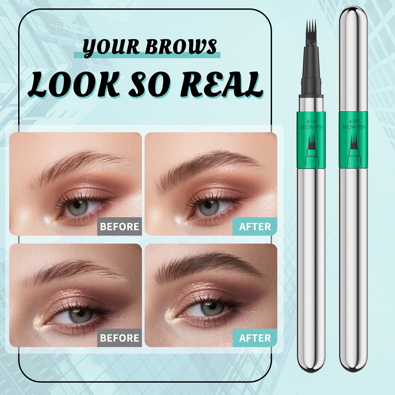W3W pencil with spoolie in use blending brows for natural finish