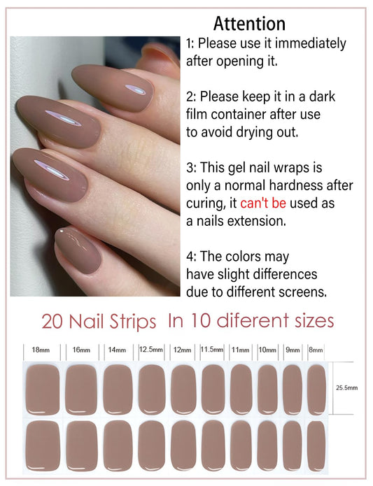 Wahrshei Jelly Brown gel strips applied on nails for quick salon-like results.