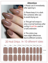 Wahrshei Jelly Brown gel strips applied on nails for quick salon-like results.