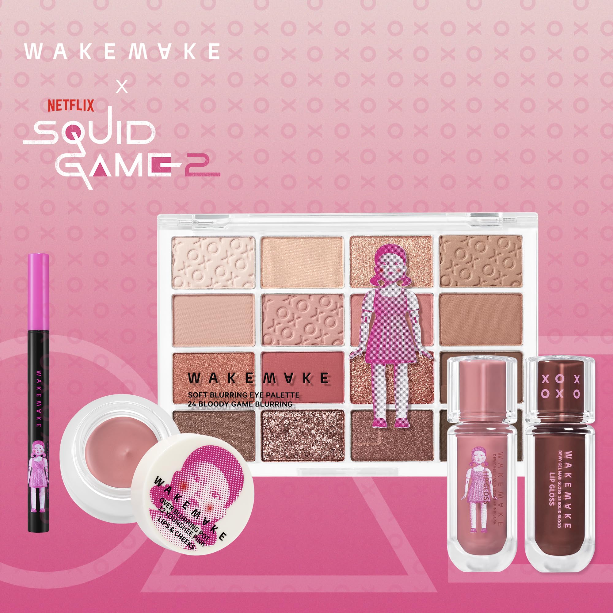 WAKEMAKE eyeshadow soft-blendable palette swatches show smooth transitions and minimal fallout