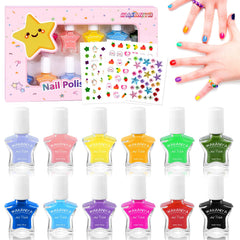 wakaniya kids nail polish 12 colors collection for creative, safe nail art