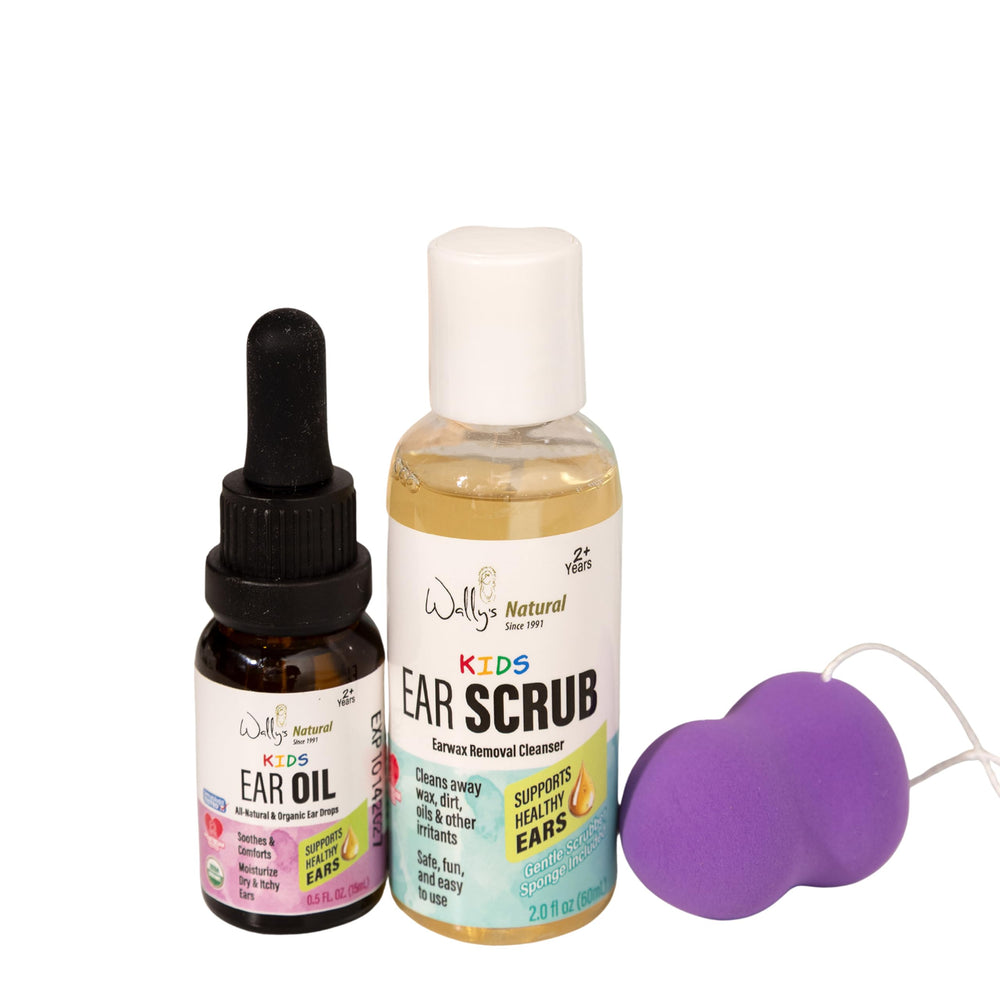Wally's Natural Kids Ear Oil bottle for gentle, alcohol-free ear care and daily soothing.