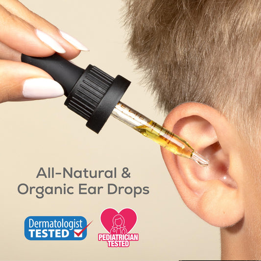 Wally's Natural Kids Ear Oil dropper enabling easy, mess-free application for small ears.